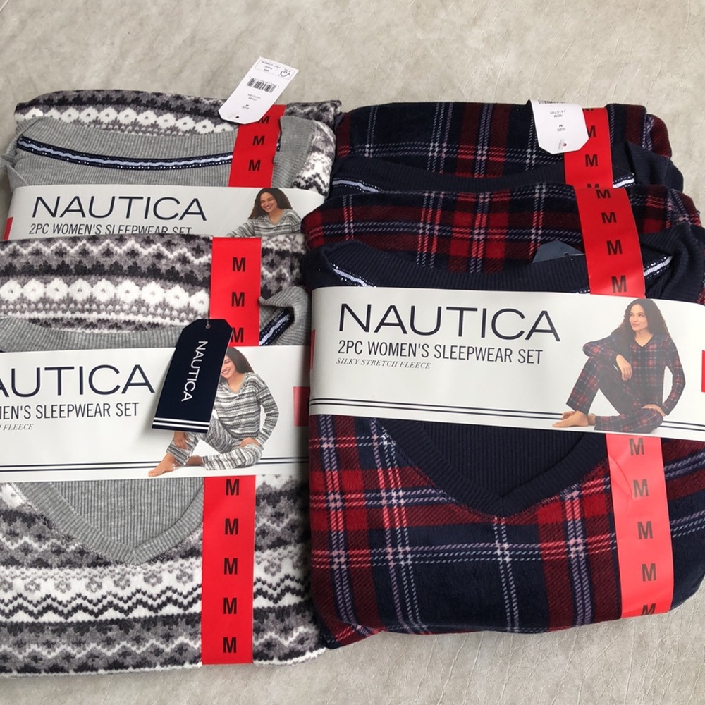 Nautica Ladies' 2-Piece Silky Stritch Fleece Sleepwear PJ Set Grey Size M - Picture 14 of 14
